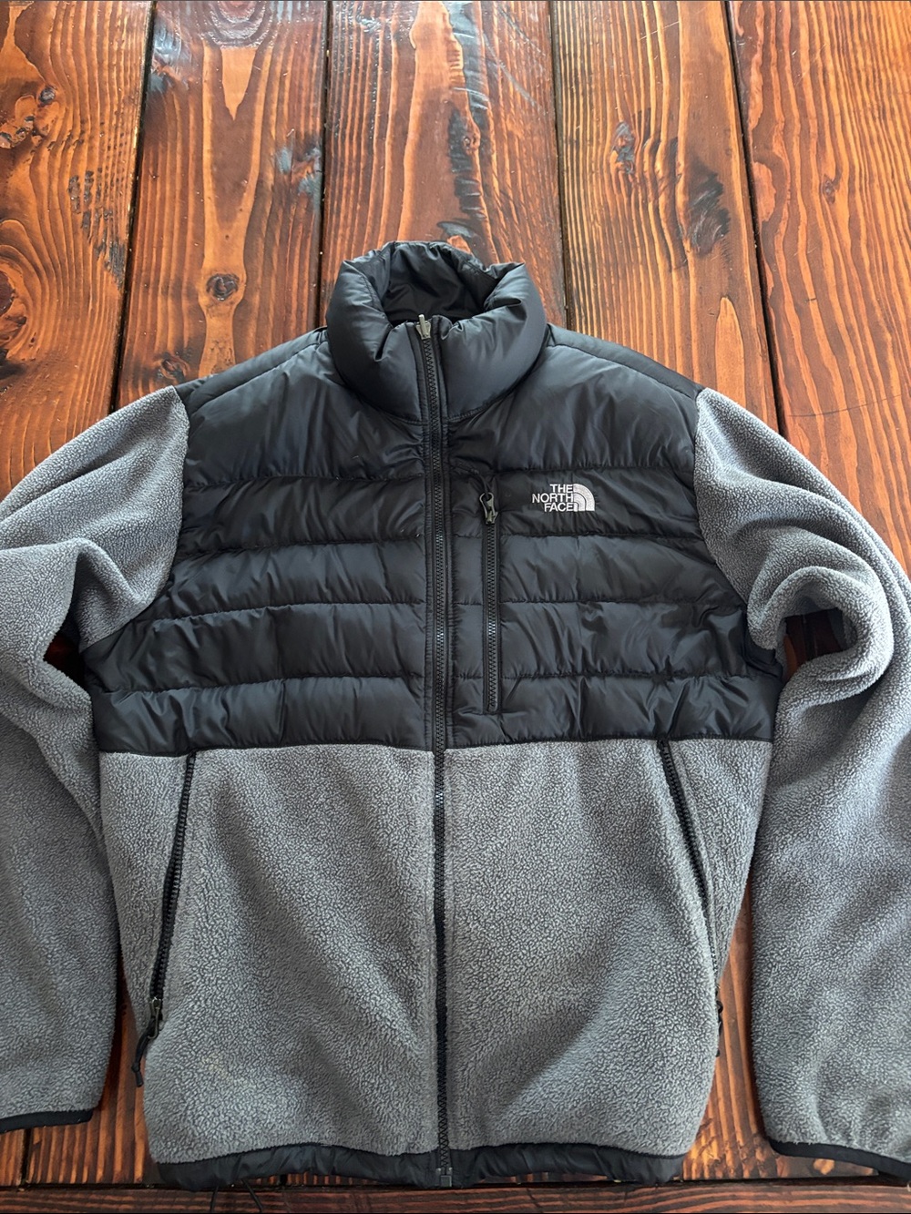 The North Face Men's Black & Gray Hybrid Fleece Puffer Jacket